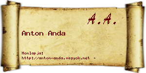 Anton Anda névjegykártya
